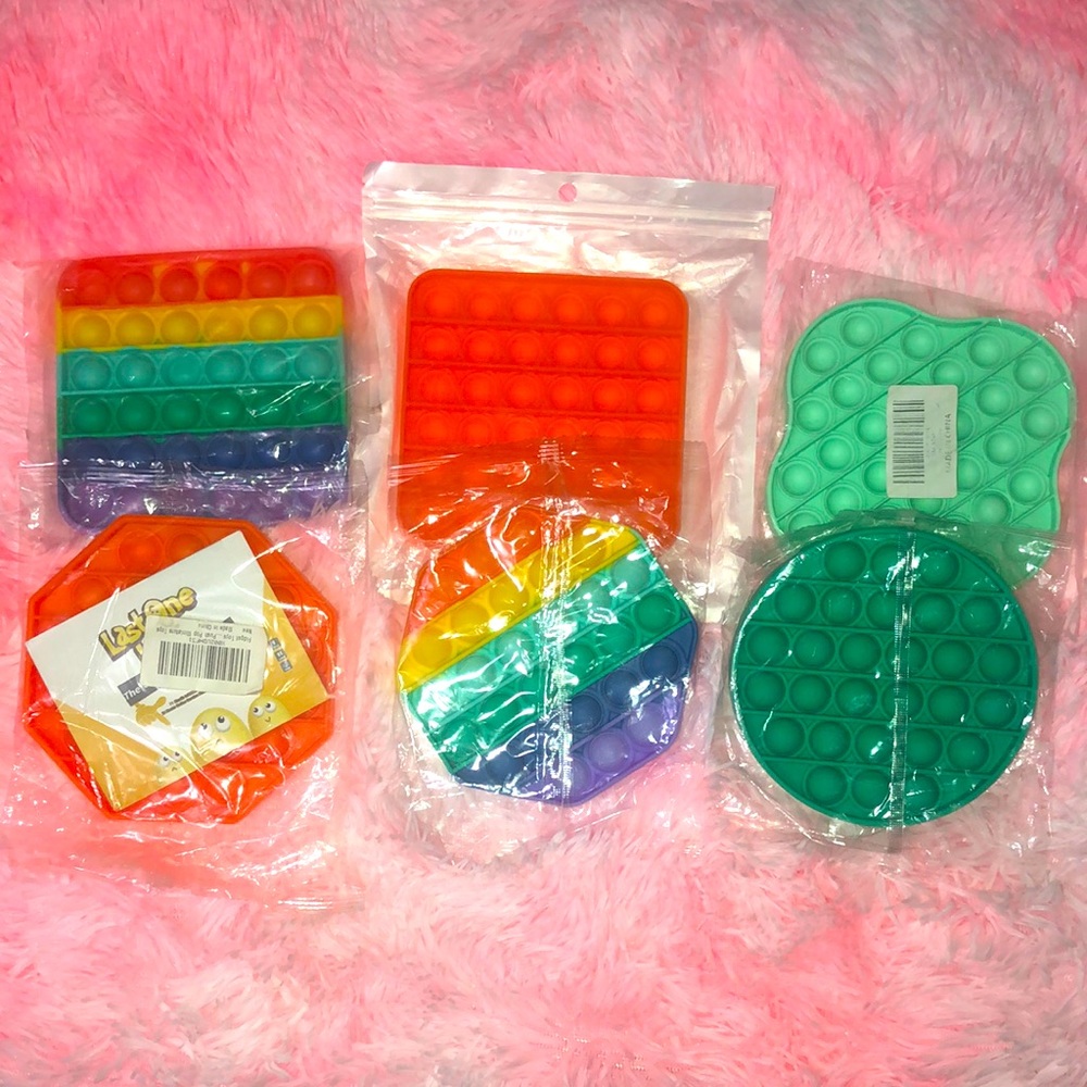 6 Pcs Pop It Kids Bundle Assorted Colors Shapes Fidget Sensory Toys Pack New